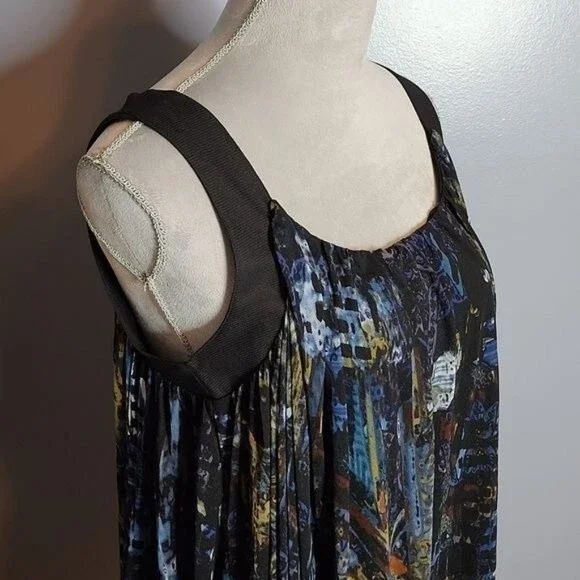 Vivienne Tam City Scape Blue Combo Dress Size Medium NWT - Picture 4 of 15